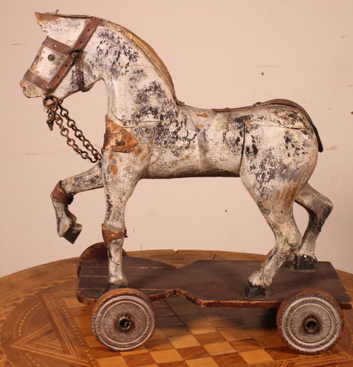 19th Century Polychrome Wooden Horse