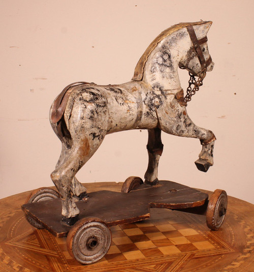 19th Century Polychrome Wooden Horse