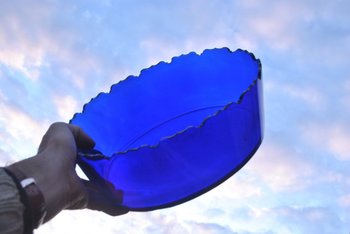 Blue Crystal And Silver Metal Glass Bucket With Lion And Cameo XIX