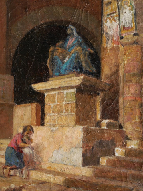 Marc Antoine Gustave LARÉE, Woman and her Child in the Church of San Pietro in Toscanella