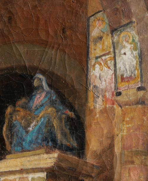 Marc Antoine Gustave LARÉE, Woman and her Child in the Church of San Pietro in Toscanella