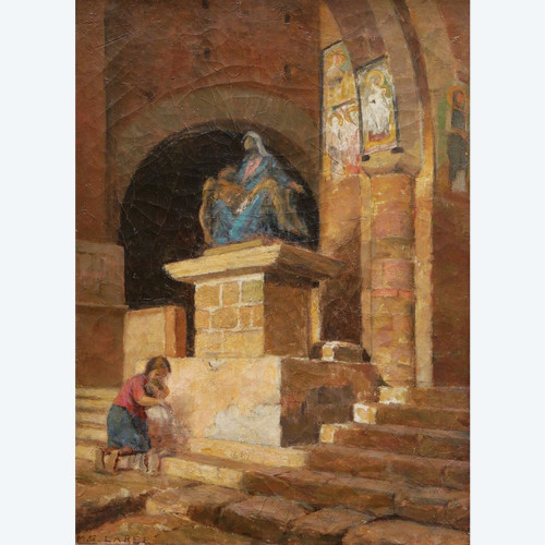 Marc Antoine Gustave LARÉE, Woman and her Child in the Church of San Pietro in Toscanella