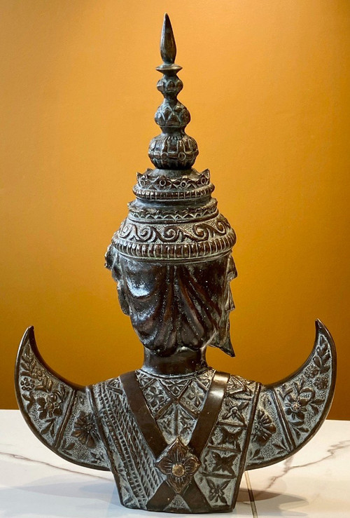 Thaïlande, Premier Tiers Du XXème Siècle, Buste En Bronze De Danseuse.