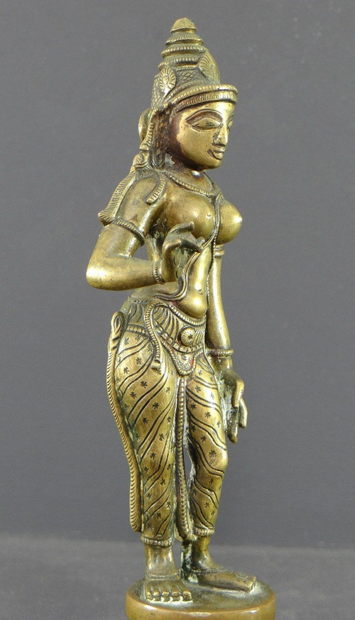 India, Late 19th - Early 20th Century, Bronze Parvati Statue.