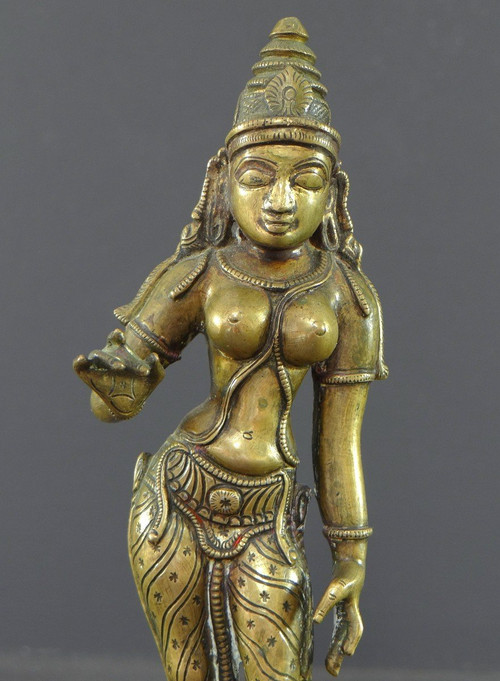 India, Late 19th - Early 20th Century, Bronze Parvati Statue.