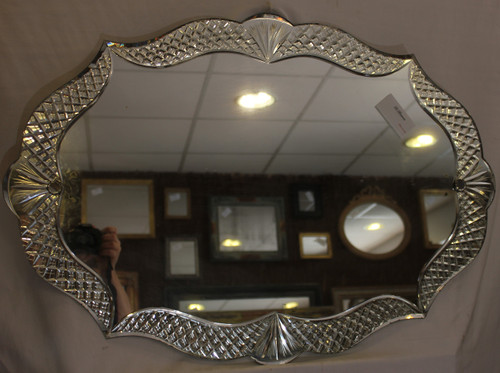 Modernist Mirror, Cut Glass 56 X 81 Cm