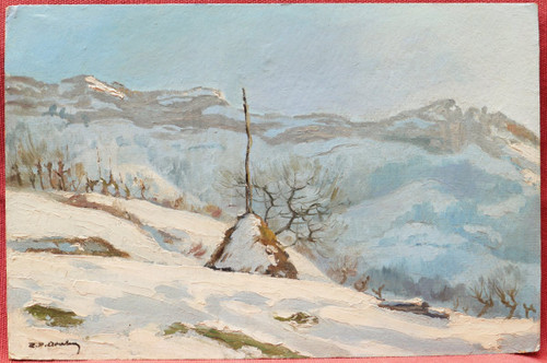 FRENCH school from the end of the 19th century, Malleval-en-Vercors in winter under the snow