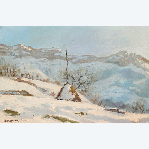 FRENCH school from the end of the 19th century, Malleval-en-Vercors in winter under the snow