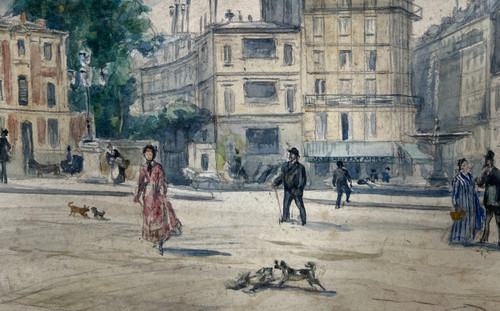 Emile De Specht (born 1843) - Place Pigalle, New Athens and the Café Du Rat Mort, 1879