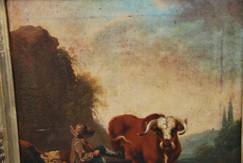 Pair Of Shepherd Canvases, Italy Circa 1750