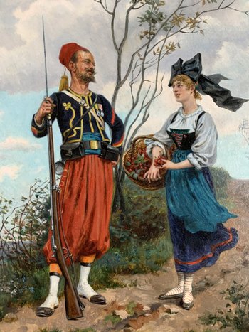 Paul JAZET (1848-1918) - Zouave und Elsässer - Öl