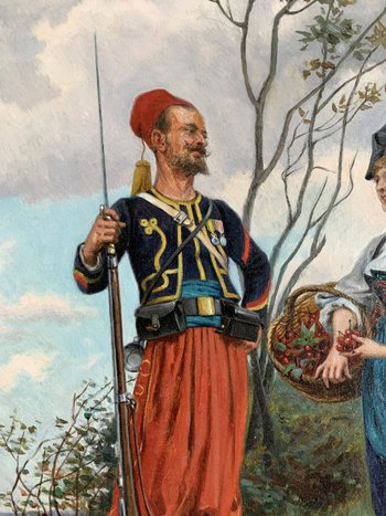 Paul JAZET (1848-1918) - Zouave und Elsässer - Öl