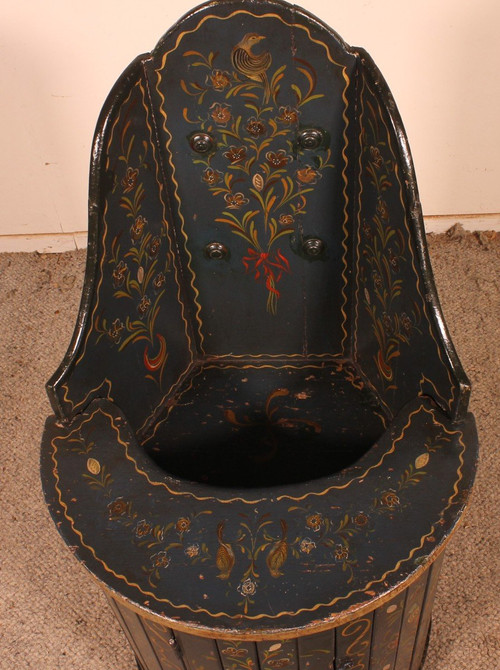 Chaise d'Enfant Autrichienne En Bois Polychrome Circa 1800