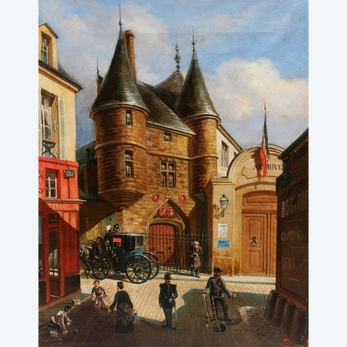 E. GIRSELS, Animated view of rue des Archives