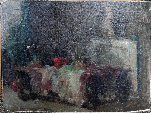 Ecole Française Impressionniste - Dining Room Interior, Circa 1890