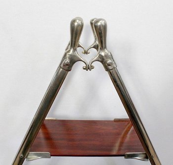 Rare Solid Mahogany and Chromed Metal Boat Shelf - 1920