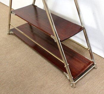 Rare Solid Mahogany and Chromed Metal Boat Shelf - 1920