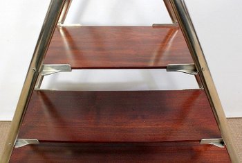 Rare Solid Mahogany and Chromed Metal Boat Shelf - 1920