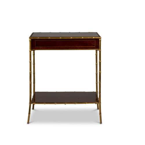 Side table in mahogany and gilt bronze, 1970s