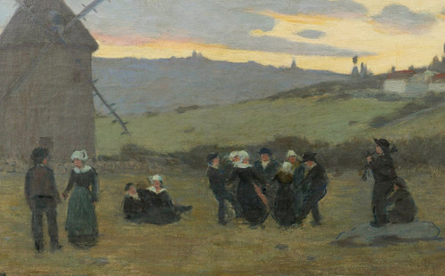 FRENCH school of the second half of the 19th century, Breton dance at sunset