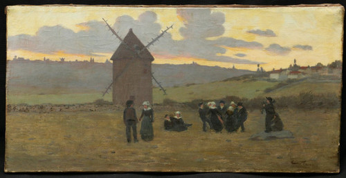 FRENCH school of the second half of the 19th century, Breton dance at sunset