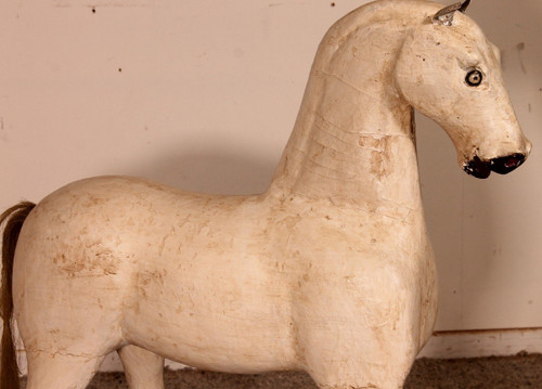 Cheval En Bois Polychrome Du 19° Siècle