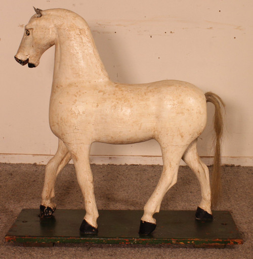 Cheval En Bois Polychrome Du 19° Siècle