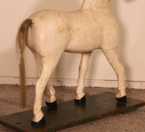 Cheval En Bois Polychrome Du 19° Siècle