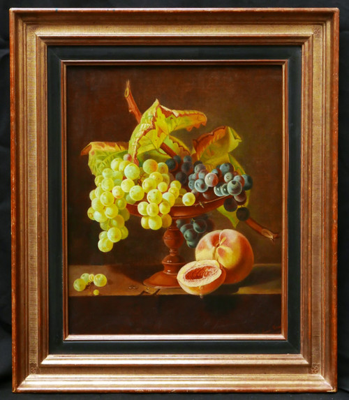 Noémi FORTOUL, Still life with a cup of grapes and peaches