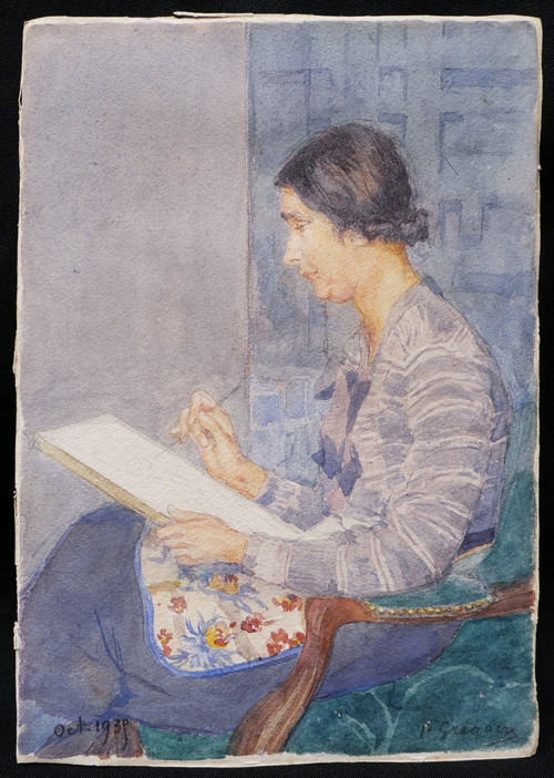 Paul GRÉGOIRE, Portrait of Mme Grégoire painting