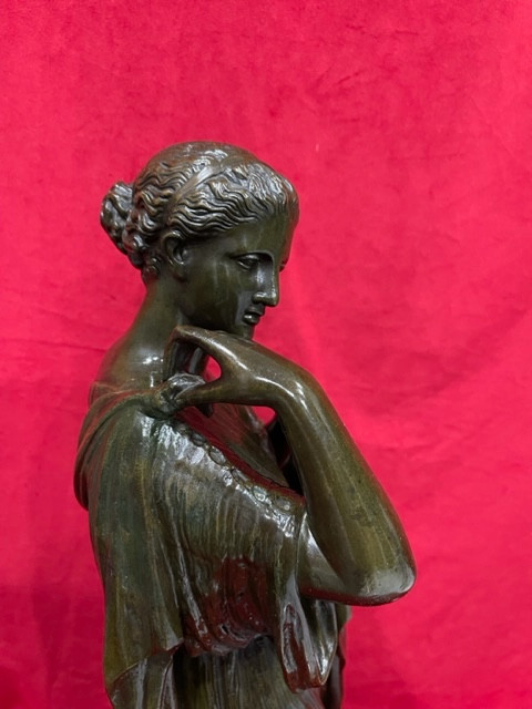 Imposante sculpture statue en bronze Diane de Gabies signée GADAIX époque XIX Eme 