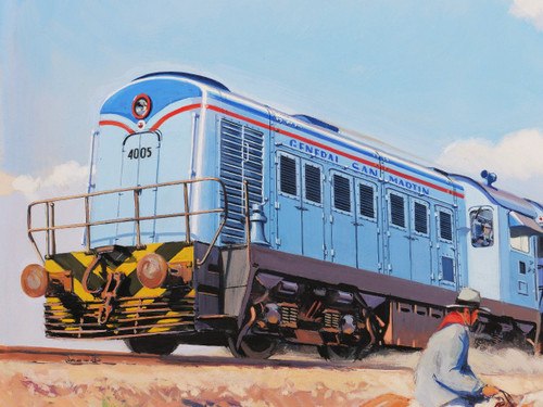 Yves DELFO, The General San Martín train and two gauchos in the Argentine countryside