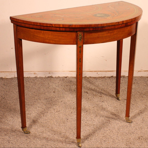 Console En Bois Satiné Et Polychrome - Irelande Circa 1790