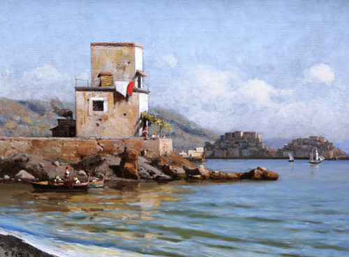 Attributed to Roberto MARESCA, Seaside Landscape in Italy