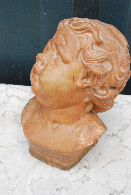 Child's Head In Terracotta Flanders Eighteenth Century