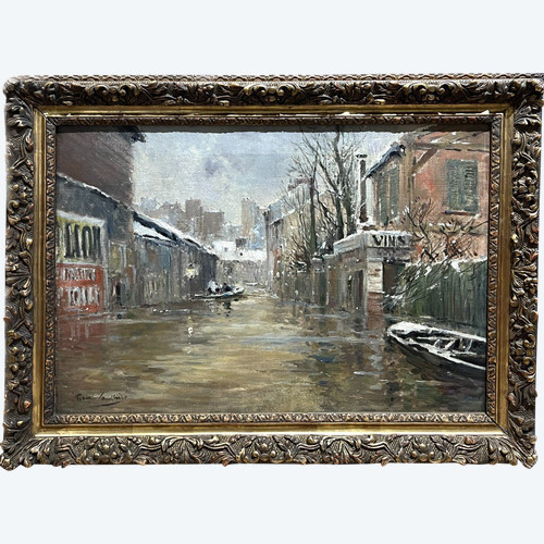 Pierre Louis Léger Vauthier (1845-1916) L'alluvione di Parigi, 1910