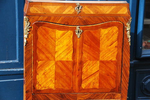 Secretary In Louis XV Veneer, Stamped De Boudin XVIII