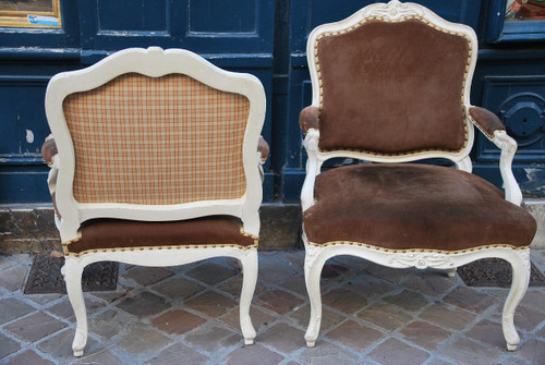 Paire De Beaux Fauteuils Estampillés De Drouilly, époque Louis XV, XVIIIe siècle