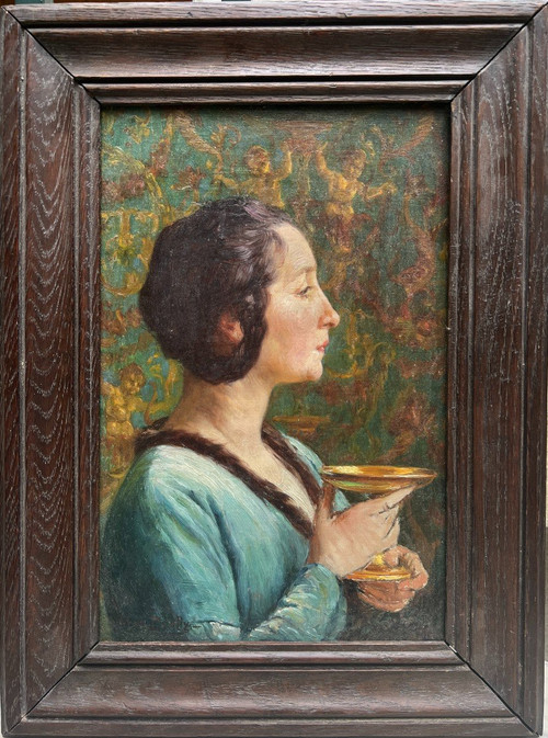 Eugène Deully (1860-1933) - Femme De Profil Au Calice, Circa 1890