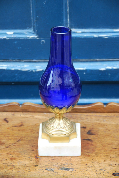 Royal Blue Glass Vase From Le Creusot, Louis XVI Period