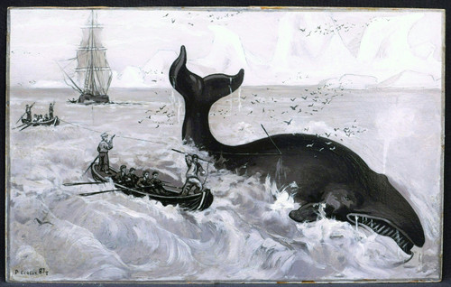 PECHEUX, Scène de pêche à la baleine