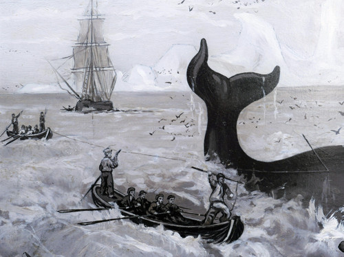 PECHEUX, Scène de pêche à la baleine