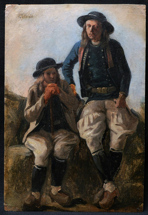 Adolphe Pierre LELEUX, Two young Bretons