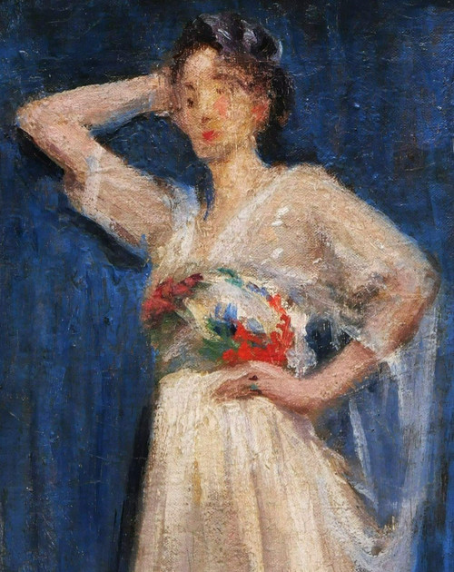 FRENCH School circa 1900, Woman in a white dress