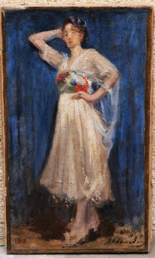 FRENCH School circa 1900, Woman in a white dress