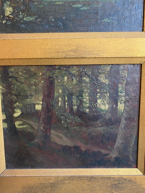 Early 20th century French school: Two Forest Landscapes