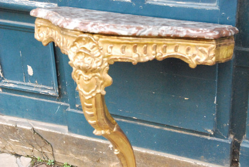 Console In Golden Wood With A Foot D Regence Period XVIII