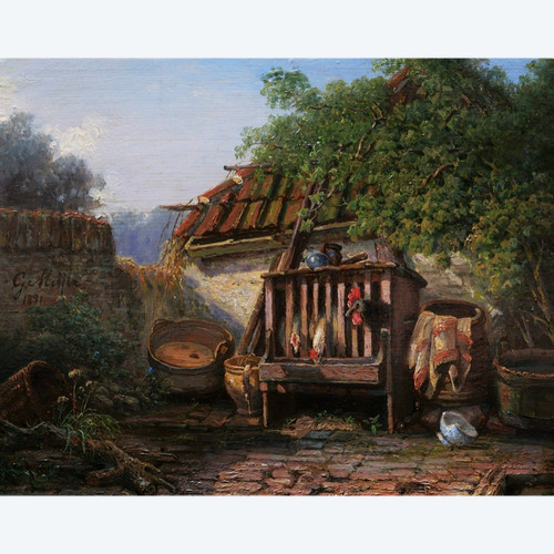 Gerhardus MEIJER, Farmyard with Hens