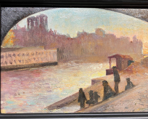 Ecole Française De La Fin Du 19ème Siècle - Quai à Paris, Notre Dame