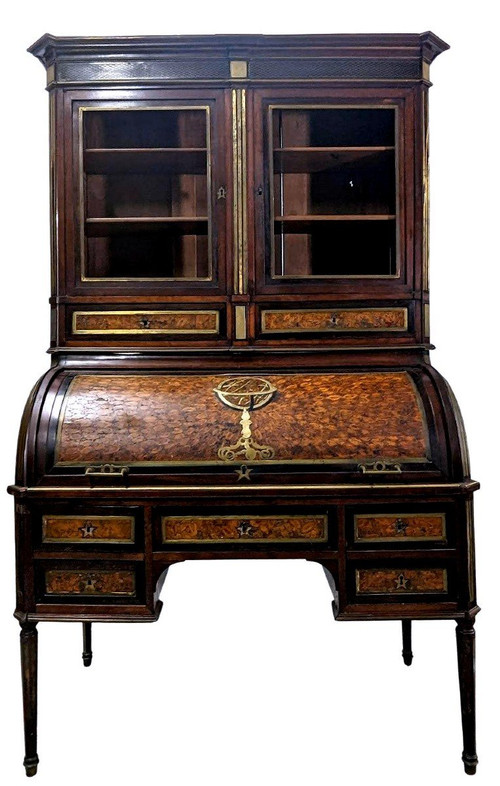 Louis XVI Period Cylinder Secretary In Bout Wood Marquetry Late 18th Century,